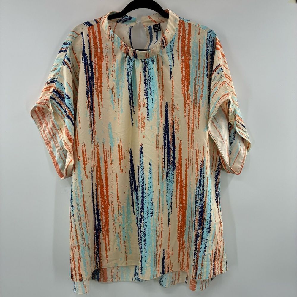 3For$20 SHEIN Abstract Print Top in Orange and Blue size 4X